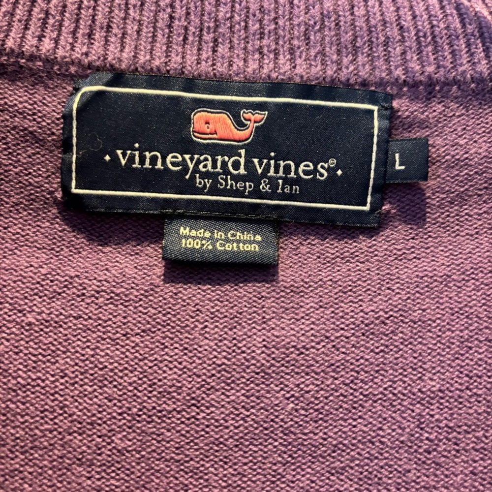 Vineyard Vines sweater Saltwater 1/4 zip purple SZ L. NWOT - Picture 5 of 9